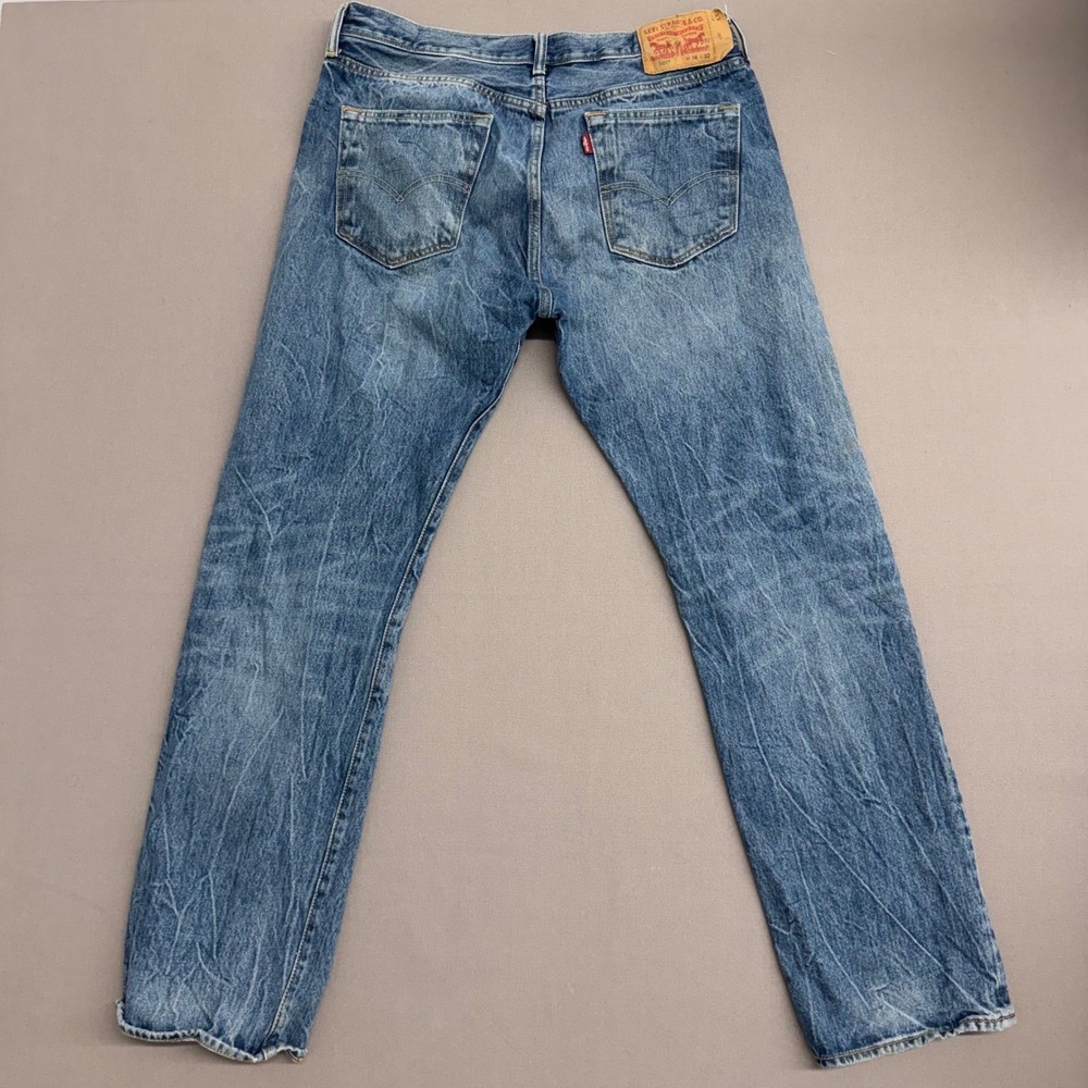 Levis 501 Mens Original Fit Straight Leg Blue Jeans Medium Wash W34 L32 Stains